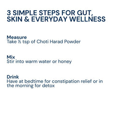 3 simple ways to use Triphal Choti Harad Powder daily.