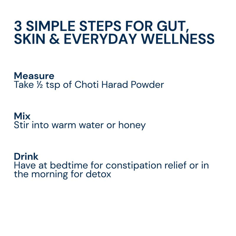 3 simple ways to use Triphal Choti Harad Powder daily.