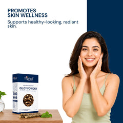 Triphal Giloy Powder promoting skin wellness and supporting healthy looking radiant skin