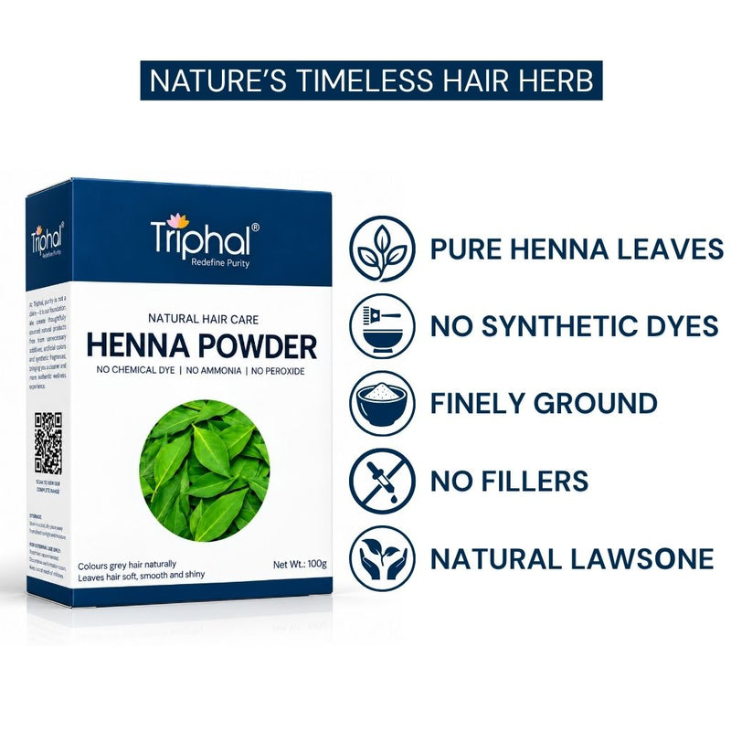 Pure henna leaves, fine texture, and lawsone support authentic colouring.
