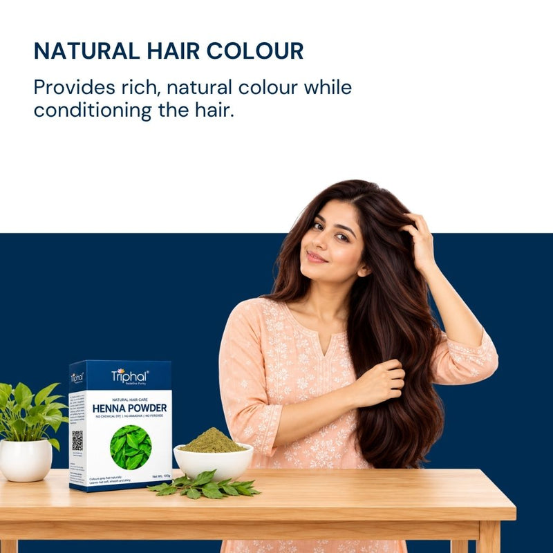 Natural henna provides rich colour while gently conditioning hair naturally.