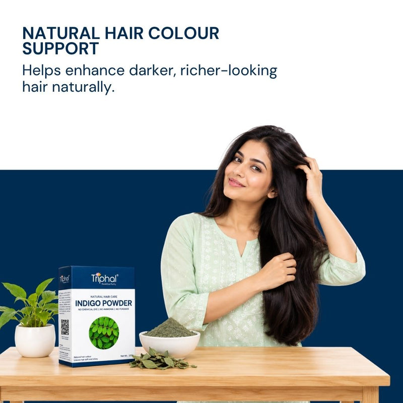Supports naturally darker-looking hair while complementing your routine with pure botanical indigo colour care.