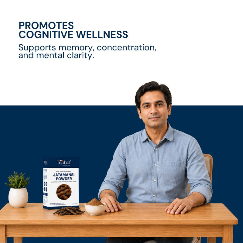 Triphal Jatamansi Powder for natural brain health, memory, and cognitive wellness daily