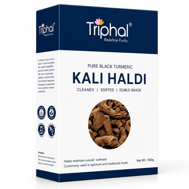 Triphal Kali Haldi — 100% natural Curcuma caesia for daily Ayurvedic wellness