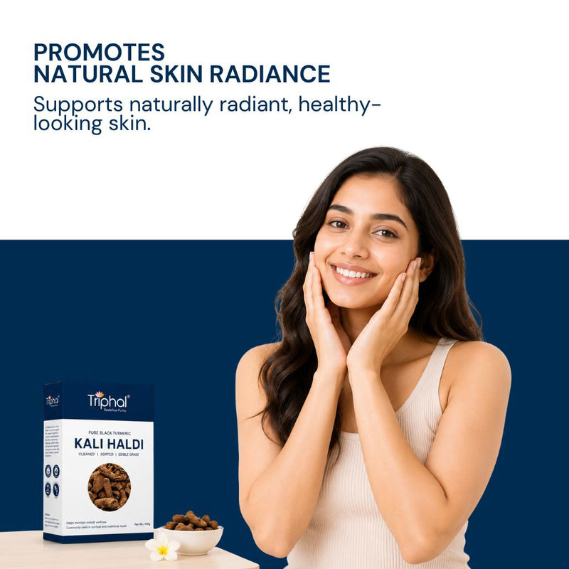 Triphal Kali Haldi for natural skin nourishment, glow, and anti-aging wellness
