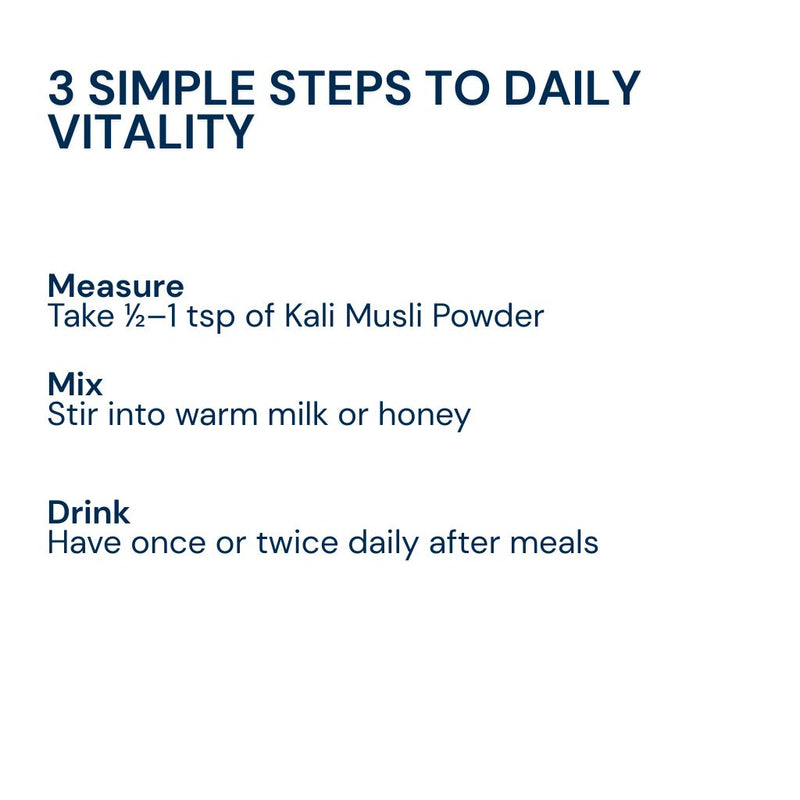 Three simple steps to use Triphal Kali Musli Powder for daily vitality