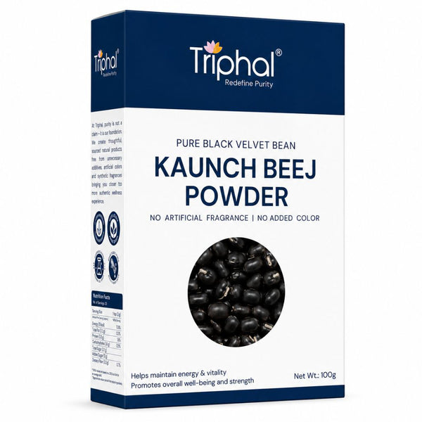 Triphal Kaale Kaunch Beej Powder 100g — pure Black Mucuna Pruriens for strength, stamina, and men's vitality