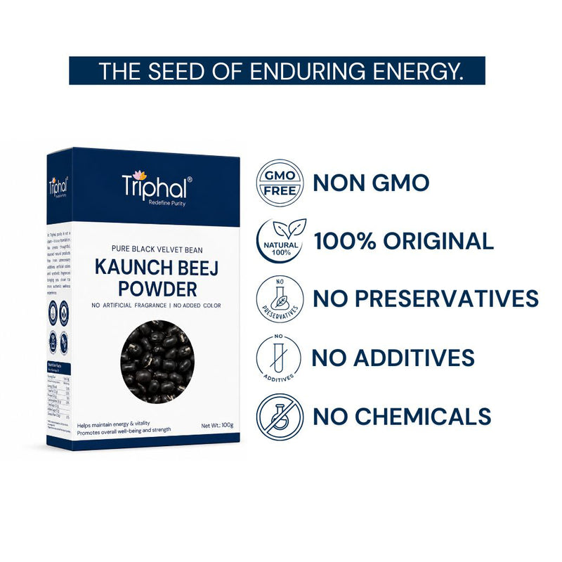 Triphal Kaunch Beej Powder — no preservatives, no additives, no chemicals, 100% original