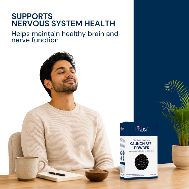 Triphal Kaunch Beej Powder supporting healthy nervous system and brain wellness