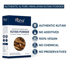 Triphal Kutaki Powder 50g box, authentic Himalayan Picrorhiza root, vegan and chemical-free