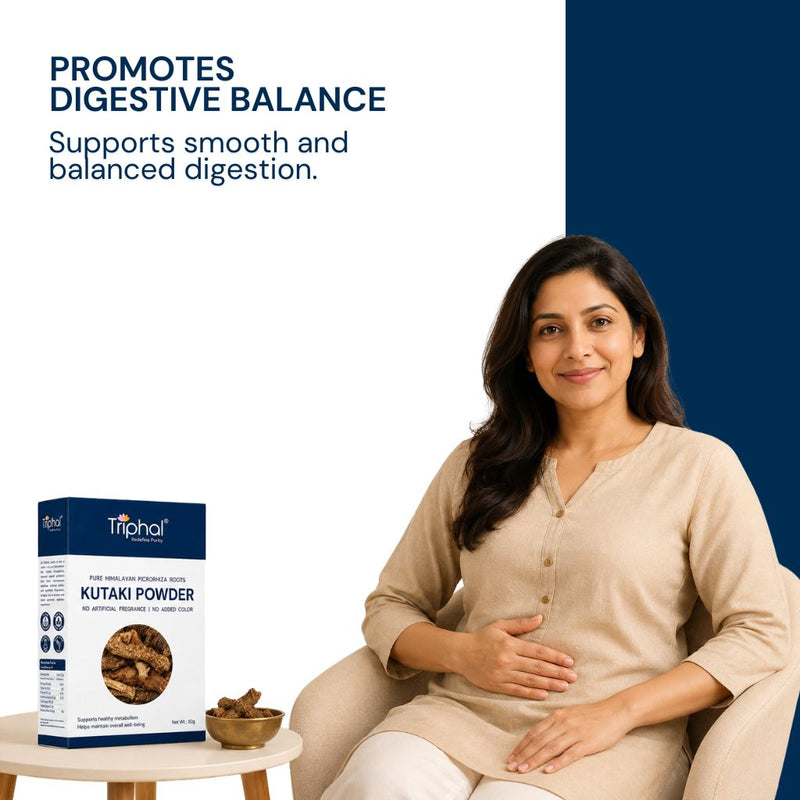 Triphal Kutaki Powder for healthy digestion, acidity relief, and gut wellness daily
