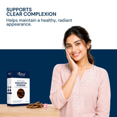 Triphal Manjistha Powder supporting clear, healthy-looking skin and a natural radiant complexion