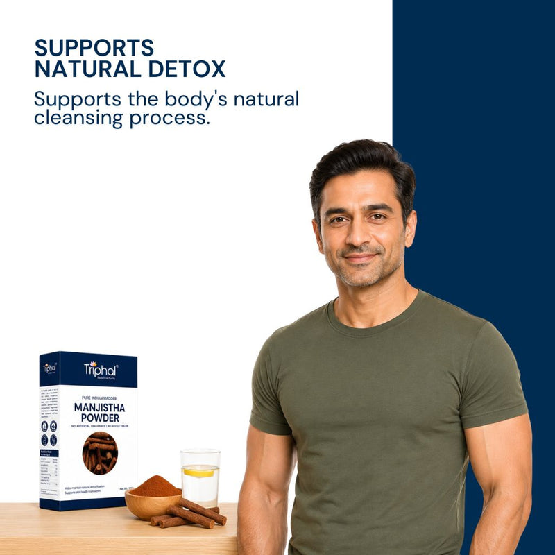 Triphal Manjistha Powder supporting the body's natural detoxification and overall wellness