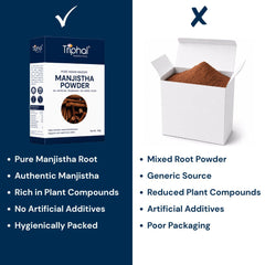 Triphal Manjistha Powder vs regular brands — authentic root, clean ingredients and superior purity