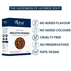 Triphal Mulethi Powder — no added flavour, no added colours, cruelty free, no preservatives, 100% vegan