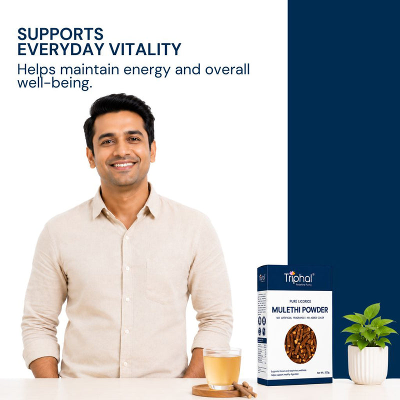 Triphal Mulethi Powder for everyday vitality, energy, and overall wellbeing naturally