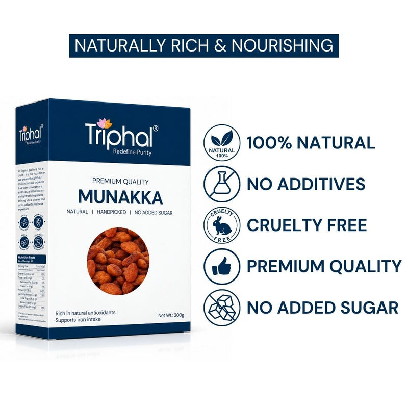 Pure Munakka with natural goodness, no additives, and no added sugar.