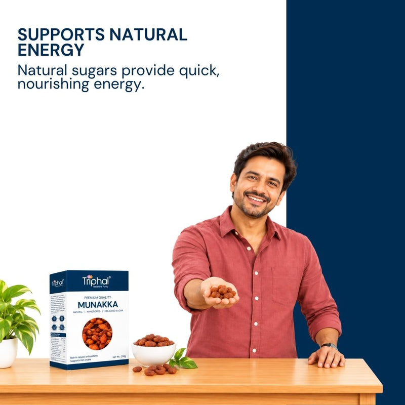 Naturally sweet Munakka provides nourishing energy for active everyday routines.
