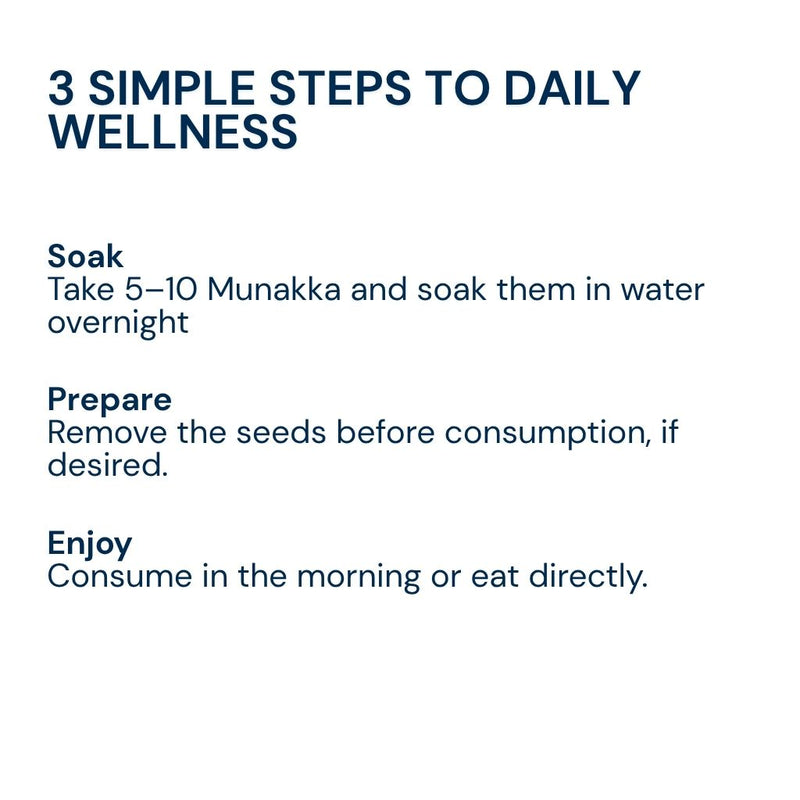 Three simple steps make enjoying Munakka part of your daily routine.