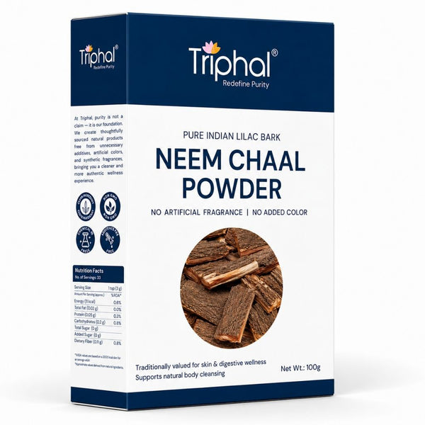 Triphal Neem Chaal Powder — 100% natural Azadirachta indica bark for Ayurvedic wellness