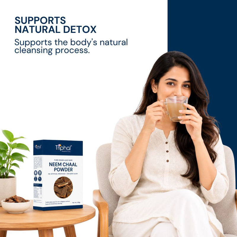 Triphal Neem Chaal Powder supporting natural detox and body's natural cleansing process daily