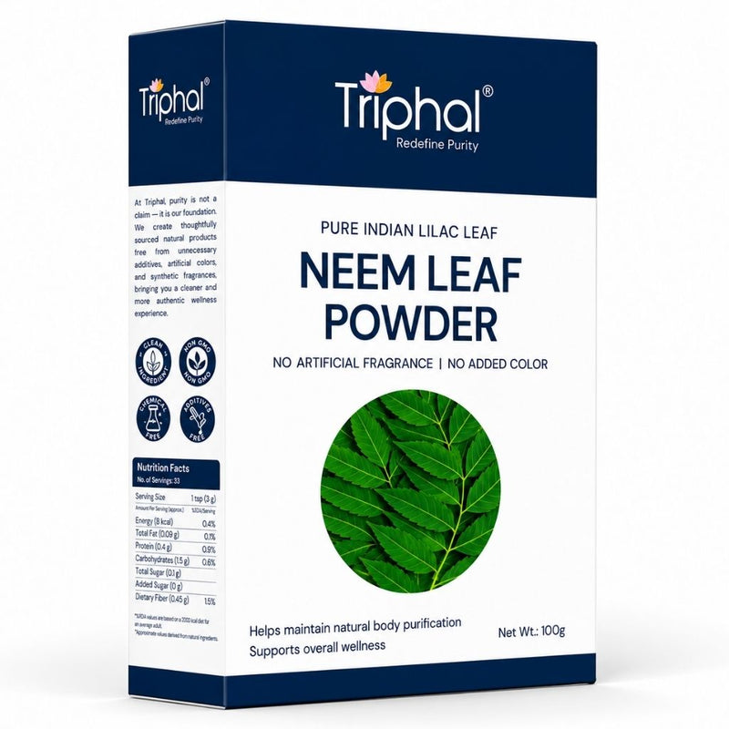 Triphal Neem Leaf Powder — 100% natural Azadirachta indica for daily Ayurvedic wellness