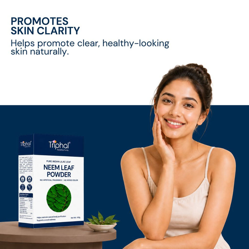 Triphal Neem Leaf Powder for natural acne control, skin cleansing, and glowing skin