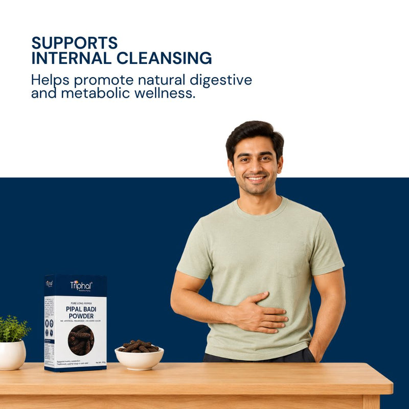 Triphal Pipal Badi Powder for natural metabolism boost and healthy weight management