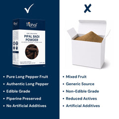 Triphal Pipal Badi Powder vs ordinary brands — pure Piper longum, no fillers, zero adulteration