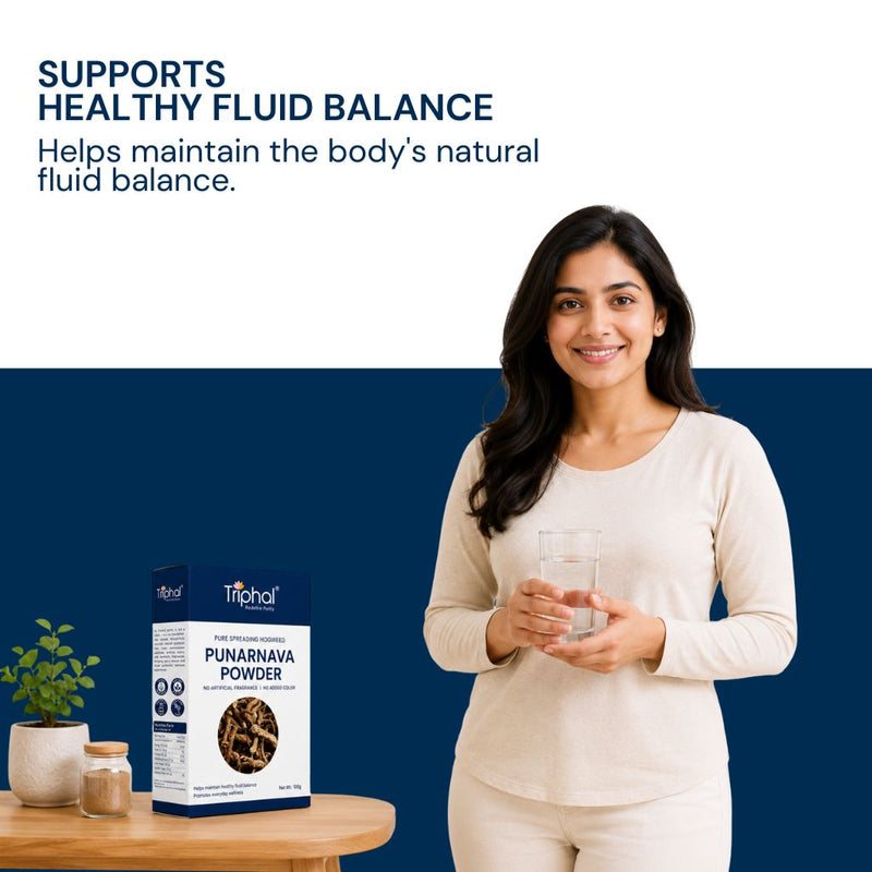 Triphal Punarnava Powder — supports healthy fluid balance and helps maintain body's natural fluid regulation daily