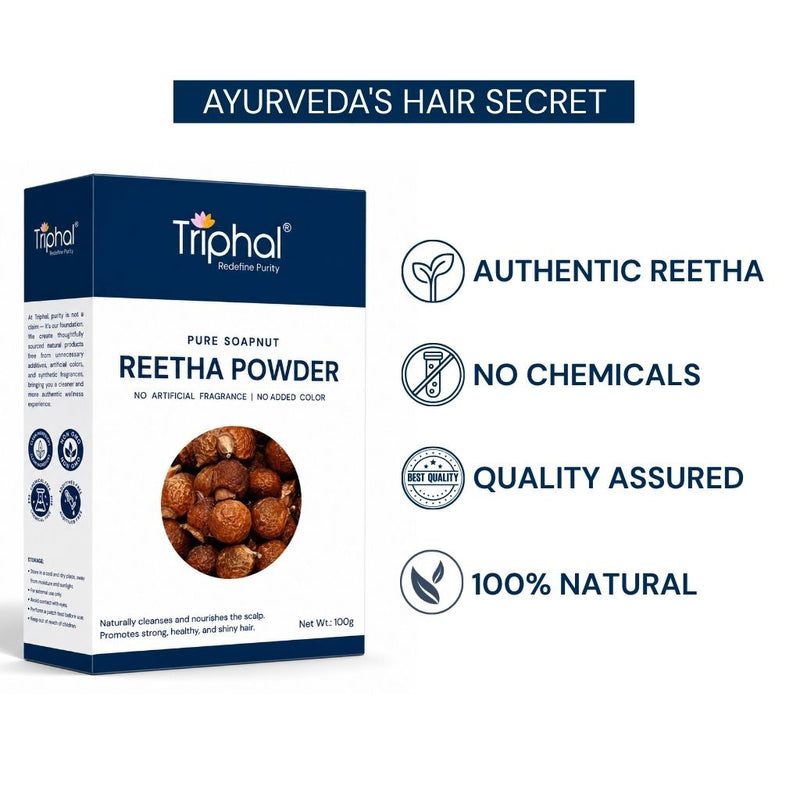 Triphal Reetha Powder — Ayurveda's hair secret, authentic, no chemicals, 100% natural