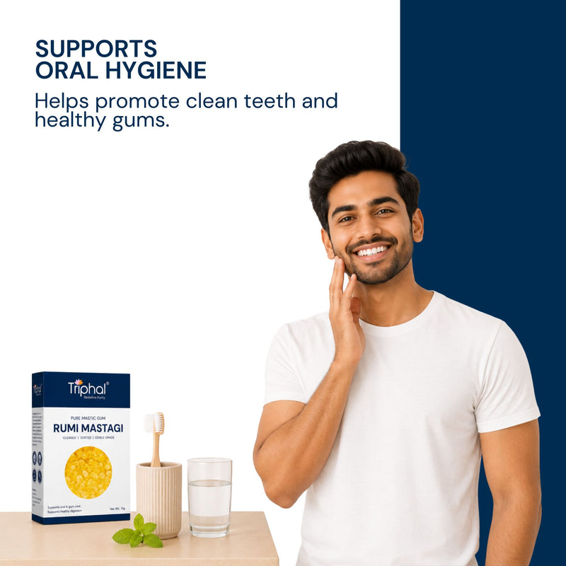 Triphal Rumi Mastagi promoting clean teeth and healthy gums for daily oral care