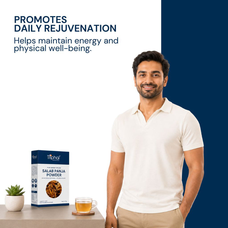 Triphal Salab Panja Powder boosting natural energy, stamina, and physical endurance