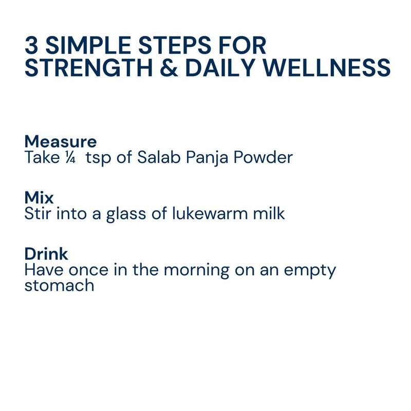 Triphal Salab Panja Powder — quarter tsp in lukewarm milk daily on empty stomach