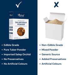 Triphal Salab Panja Powder vs ordinary brands — edible grade, pure tuber, imported Salep Orchid, no preservatives