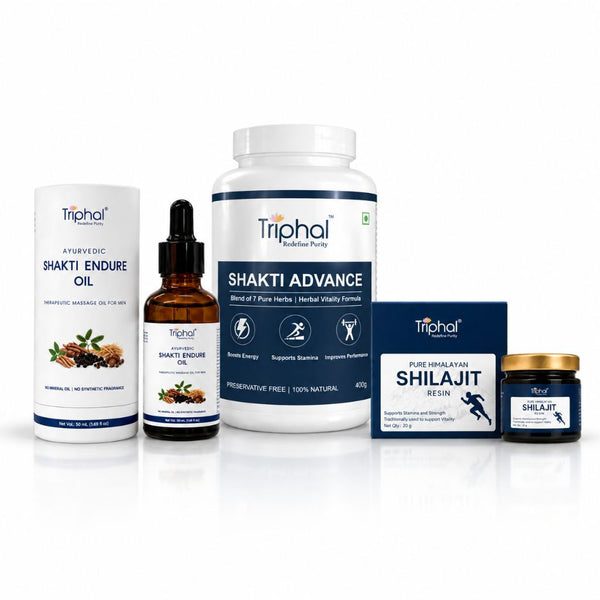 Triphal Shakti Pro Kit with Shakti Endure Oil, Shakti Advance and Himalayan Shilajit for strength, stamina and vitality
