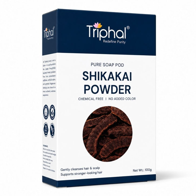 Triphal Shikakai Powder 100g — pure Acacia concinna for natural hair cleansing and hair growth