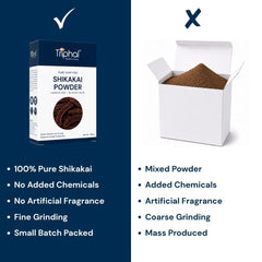 Triphal Shikakai Powder vs ordinary brands — pure Acacia concinna, no fillers, no chemicals, zero adulteration
