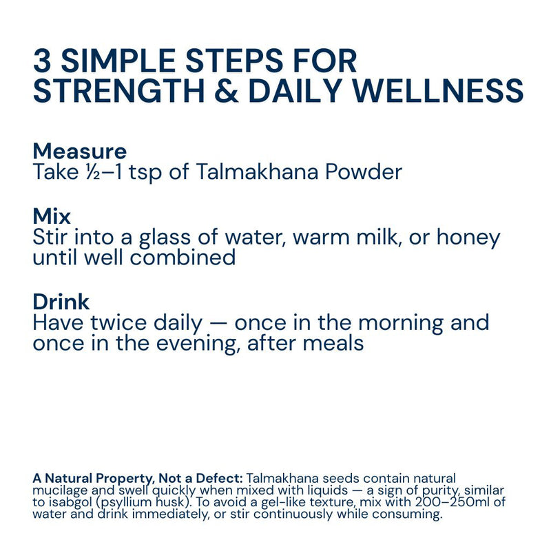 3 simple steps for strength and daily wellness with Triphal Talmakhana Powder