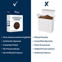 Triphal Talmakhana Powder vs ordinary brands — pure Asteracantha longifolia, authentic species, carefully dried, no preservatives