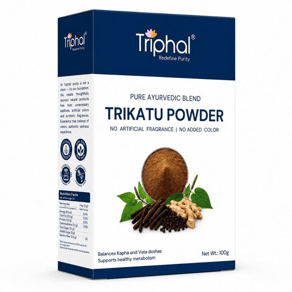 Triphal Trikatu Powder 100g — pure Ayurvedic blend of three peppers for digestion and immunity