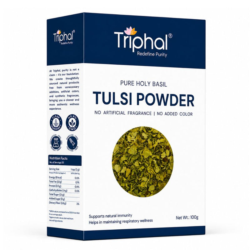 Triphal Tulsi Powder — 100% natural Ocimum sanctum for daily Ayurvedic wellness