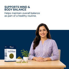 Triphal Tulsi Powder — natural adaptogen for stress relief, anxiety management, and mental calm