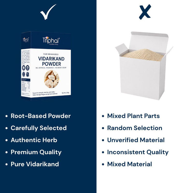 Triphal Vidarikand Powder vs ordinary brands — root based, authentic, premium quality
