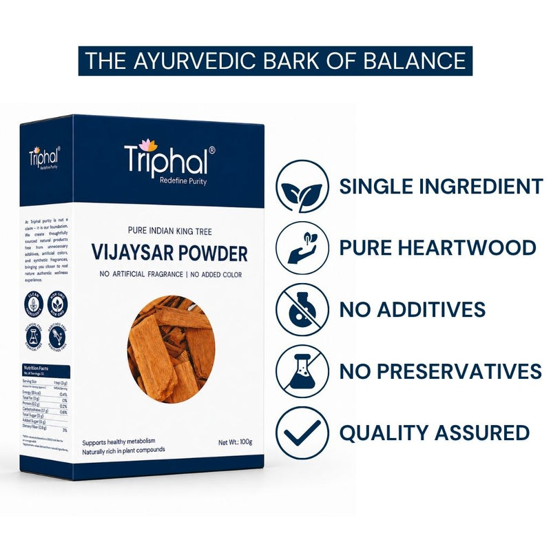 Triphal Vijaysar Powder — pure Indian Kino Tree powder, no additives , pure heartwood and no preservative 
