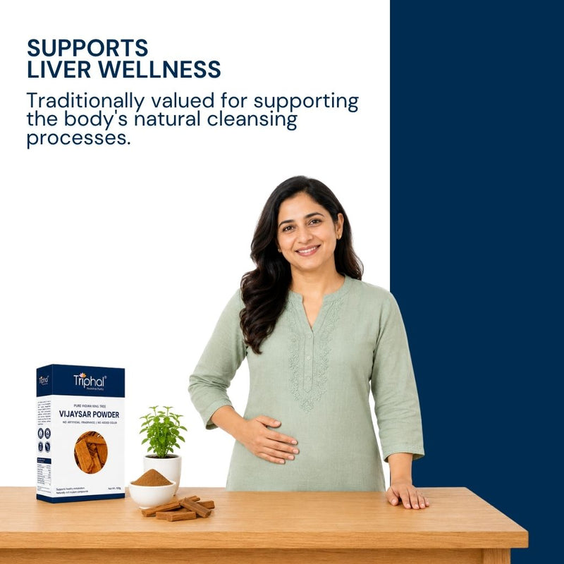 Triphal Vijaysar Powder for natural liver health and detox wellness support daily