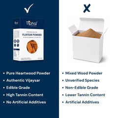 Triphal Vijaysar Powder vs ordinary brands — pure Pterocarpus marsupium, High Tannin Content, No Artificial Additives