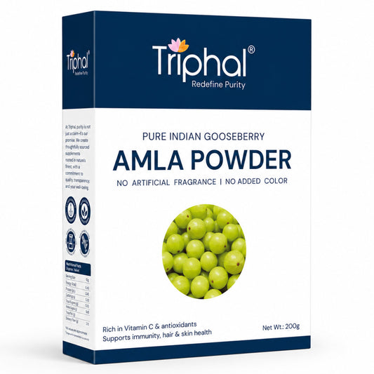 Triphal Organic Amla Powder 200g pouch — Indian gooseberry powder for hair and skin