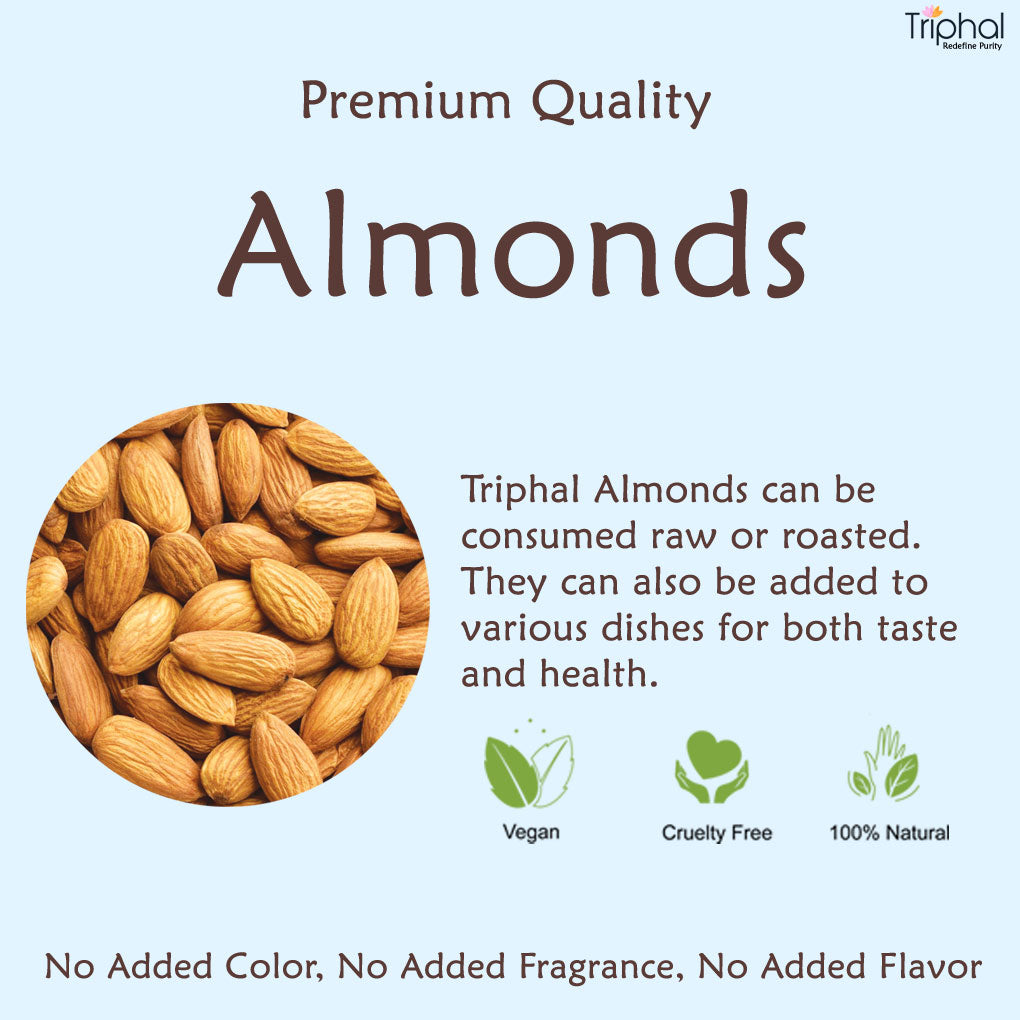 Triphal Brand California Almonds - Premium Quality Nuts for Snacking and Baking, Carefully Sourced and Packed with Essential Nutrients